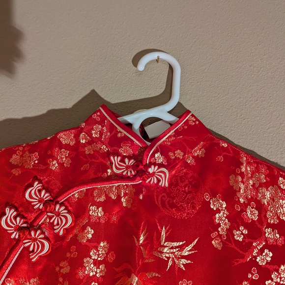 Red Embellished Maxi Dress with Mock Neck - Picture 3 of 16